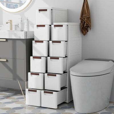 Costway Mobiletto stretto con ruote, Carrello e organizzatore slim con 5 cassetti per spazi piccoli Bianco Costway Mobiletto stretto con ruote, Carrello e organizzatore slim con 5 cassetti per spazi piccoli Bianco
