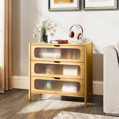 Costway Credenza in bambù con 3 cassetti - Arredo di stoccaggio moderno Costway Credenza in bambù con 3 cassetti - Arredo di stoccaggio moderno