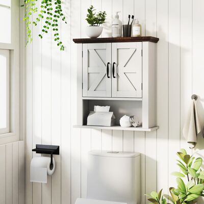 Costway Armadietto medicinali ante bagno muro rustico ripiano regolabile, Armadietto scomparto aperto organizzatore parete soggiorno cucina ingresso Bianco Costway Armadietto medicinali ante bagno muro rustico ripiano regolabile, Armadietto scomparto aperto organizzatore parete soggiorno cucina ingresso Bianco