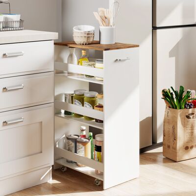 Costway Carrello portaoggetti da cucina con maniglia ruote, Scaffale mobile salvaspazio con scaffali stretti 47,5 x 30 x 80,5 cm Bianco Costway Carrello portaoggetti da cucina con maniglia ruote, Scaffale mobile salvaspazio con scaffali stretti 47,5 x 30 x 80,5 cm Bianco