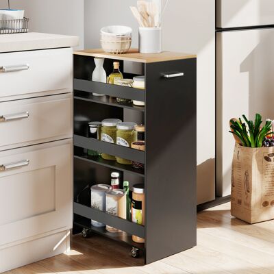 Costway Carrello portaoggetti da cucina con maniglia ruote, Scaffale mobile salvaspazio con scaffali stretti 47,5 x 30 x 80,5 cm Nero Costway Carrello portaoggetti da cucina con maniglia ruote, Scaffale mobile salvaspazio con scaffali stretti 47,5 x 30 x 80,5 cm Nero