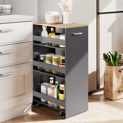 Costway Carrello portaoggetti da cucina con maniglia ruote, Scaffale mobile salvaspazio con scaffali stretti 47,5 x 30 x 80,5 cm Grigio Costway Carrello portaoggetti da cucina con maniglia ruote, Scaffale mobile salvaspazio con scaffali stretti 47,5 x 30 x 80,5 cm Grigio