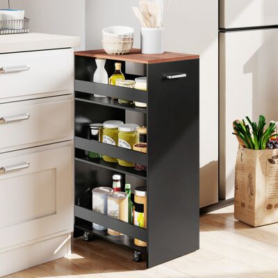 Costway Carrello portaoggetti da cucina con maniglia ruote, Scaffale mobile salvaspazio con scaffali stretti 47,5 x 30 x 80,5 cm Marrone Costway Carrello portaoggetti da cucina con maniglia ruote, Scaffale mobile salvaspazio con scaffali stretti 47,5 x 30 x 80,5 cm Marrone