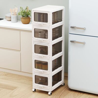 Costway Cassettiera salvaspazio trasparente ruote bloccabili antipolvere, Scatola portaoggetti in plastica per salotto cucina e ufficio 5 cassetti Costway Cassettiera salvaspazio trasparente ruote bloccabili antipolvere, Scatola portaoggetti in plastica per salotto cucina e ufficio 5 cassetti