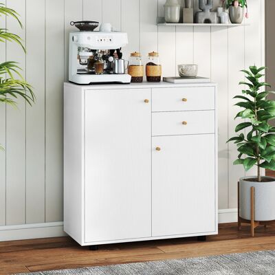 Costway Credenza buffet cucina 2 cassetti 2 ante 3 ripiani regolabili, Armadietto bar caffè organizzatore moderno rustico pranzo soggiorno ingresso Bianco Costway Credenza buffet cucina 2 cassetti 2 ante 3 ripiani regolabili, Armadietto bar caffè organizzatore moderno rustico pranzo soggiorno ingresso Bianco