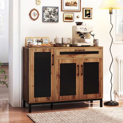 Costway Credenza buffet da cucina stile fattoria con cassetto e mensole rimovibili, Consolle moderna a 3 ante per bar soggiorno 120 cm Costway Credenza buffet da cucina stile fattoria con cassetto e mensole rimovibili, Consolle moderna a 3 ante per bar soggiorno 120 cm