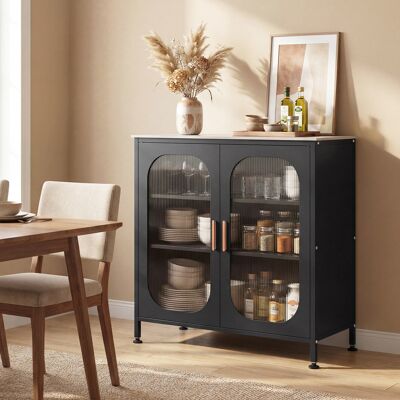Costway Credenza buffet nero mobile contenitore 2 ante semitrasparenti ripiano regolabile 83 x 42 x 85,5 cm, Credenza da cucina con ampio piano Costway Credenza buffet nero mobile contenitore 2 ante semitrasparenti ripiano regolabile 83 x 42 x 85,5 cm, Credenza da cucina con ampio piano