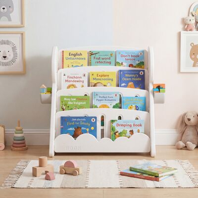 Costway Libreria bambini 4 ripiani scaffale libri 2 scatole stoccaggio ripiano inferiore reversibile, Organizzatore libri convertibile stanza giochi camera le Costway Libreria bambini 4 ripiani scaffale libri 2 scatole stoccaggio ripiano inferiore reversibile, Organizzatore libri convertibile stanza giochi camera le