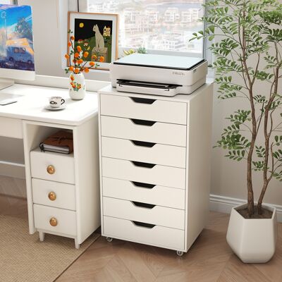 Costway Mobile con 7 cassetti organizzatore di documenti mobile con 4 ruote girevoli universali, Mobile comò verticale in legno Beige Costway Mobile con 7 cassetti organizzatore di documenti mobile con 4 ruote girevoli universali, Mobile comò verticale in legno Beige