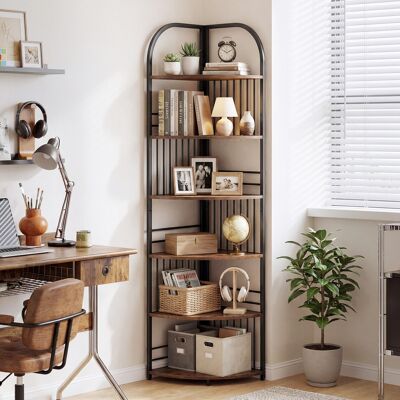 Costway Scaffale angolare a 6 ripiani con struttura in metallo robusto, Espositore verticale e supporto per piante per soggiorno camera da letto ufficio Marro Costway Scaffale angolare a 6 ripiani con struttura in metallo robusto, Espositore verticale e supporto per piante per soggiorno camera da letto ufficio Marro