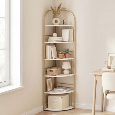 Costway Scaffale angolare a 6 ripiani con struttura in metallo robusto, Espositore verticale e supporto per piante per soggiorno camera da letto ufficio Bianc Costway Scaffale angolare a 6 ripiani con struttura in metallo robusto, Espositore verticale e supporto per piante per soggiorno camera da letto ufficio Bianc