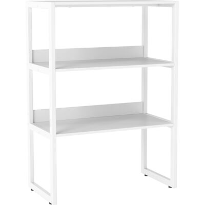 Costway Scaffale da scrivania con 3 ripiani aperti salvaspazio, Libreria moderna con struttura in acciaio Bianco Costway Scaffale da scrivania con 3 ripiani aperti salvaspazio, Libreria moderna con struttura in acciaio Bianco