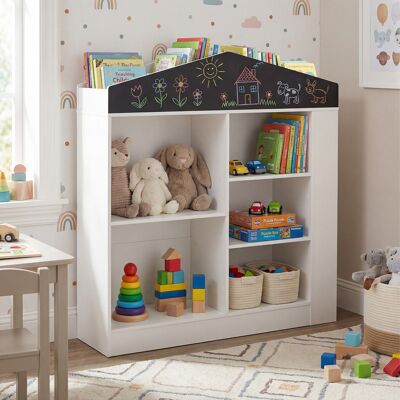 Costway Scaffale portagiochi per bambini giocattoli con 11 scomparti 94 x 30 x 102 cm, Libreria con lavagna per cameretta in legno Bianco Costway Scaffale portagiochi per bambini giocattoli con 11 scomparti 94 x 30 x 102 cm, Libreria con lavagna per cameretta in legno Bianco