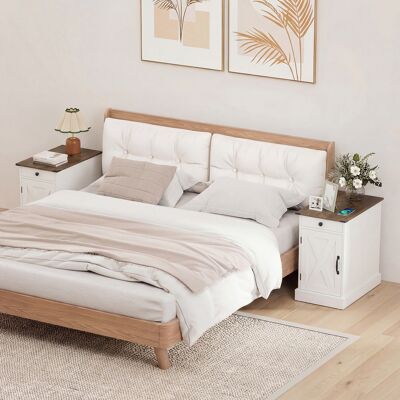 Costway Set di 2 comodini camera letto stretto ricarica coperchio ribalta cassetto, Comodino tavolino piccolo vassoio rimovibile armadio Bianco Costway Set di 2 comodini camera letto stretto ricarica coperchio ribalta cassetto, Comodino tavolino piccolo vassoio rimovibile armadio Bianco