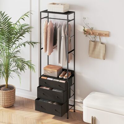 Costway Appendiabiti con cassetti con cassetti resistente per ingresso, Armadio autoportante con asta appendiabiti a 3 posizioni e ripiani di stoccaggio Nero Costway Appendiabiti con cassetti con cassetti resistente per ingresso, Armadio autoportante con asta appendiabiti a 3 posizioni e ripiani di stoccaggio Nero
