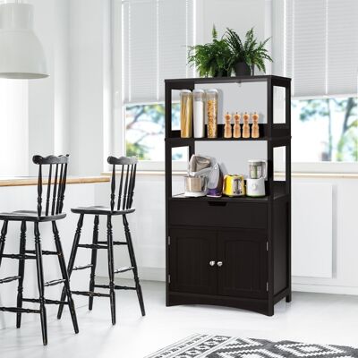 Costway Armadietto in legno da cucina con cassetto e mensola, Armadio con 2 ante multiuso per cucina e soggiono Nero Costway Armadietto in legno da cucina con cassetto e mensola, Armadio con 2 ante multiuso per cucina e soggiono Nero