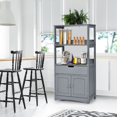 Costway Armadietto in legno da cucina con cassetto e mensola, Armadio con 2 ante multiuso per cucina e soggiono Grigio Costway Armadietto in legno da cucina con cassetto e mensola, Armadio con 2 ante multiuso per cucina e soggiono Grigio