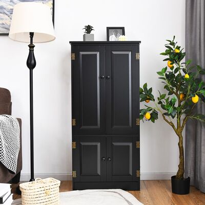 Costway Armadio verticale a doppia anta con mensola regolabile, Organizer di legno per salone e camera da letto Nero Costway Armadio verticale a doppia anta con mensola regolabile, Organizer di legno per salone e camera da letto Nero