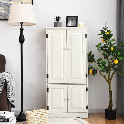 Costway Armadio verticale a doppia anta con mensola regolabile, Organizer di legno per salone e camera da letto Beige Costway Armadio verticale a doppia anta con mensola regolabile, Organizer di legno per salone e camera da letto Beige
