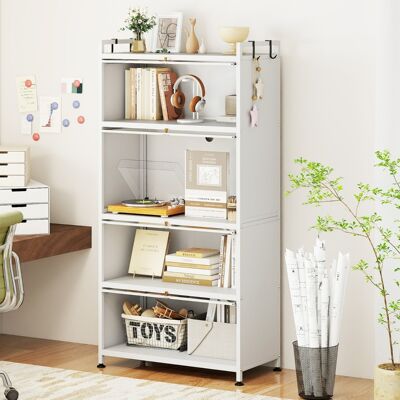 Costway Armadio da cucina a 5 ripiani con 4 ante a ribalta e piedini regolabili, Carrello porta microonde per sala da pranzo Bianco Costway Armadio da cucina a 5 ripiani con 4 ante a ribalta e piedini regolabili, Carrello porta microonde per sala da pranzo Bianco