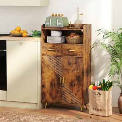 Costway Mobile dispensa 113 cm con ante 2 cassetti e ripiano regolabile per bagno, Armadio da cucina sala da pranzo soggiorno Marrone Costway Mobile dispensa 113 cm con ante 2 cassetti e ripiano regolabile per bagno, Armadio da cucina sala da pranzo soggiorno Marrone