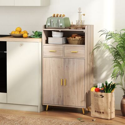 Costway Mobile dispensa 113 cm con ante 2 cassetti e ripiano regolabile per bagno, Armadio da cucina sala da pranzo soggiorno Grigio Costway Mobile dispensa 113 cm con ante 2 cassetti e ripiano regolabile per bagno, Armadio da cucina sala da pranzo soggiorno Grigio
