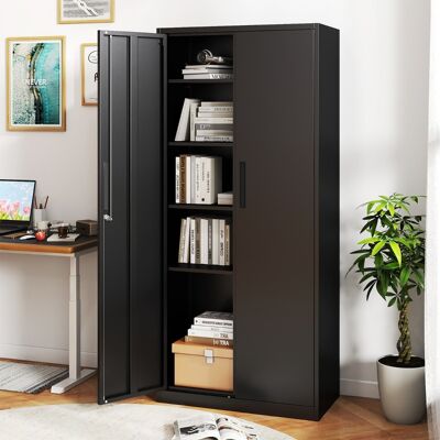 Costway Armadio da stoccaggio in metallo con porte blocabili con ripiani regolabili, Armadio alto in acciaio per organizer da ufficio Costway Armadio da stoccaggio in metallo con porte blocabili con ripiani regolabili, Armadio alto in acciaio per organizer da ufficio