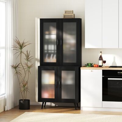 Costway Madia autonoma con gambe in metallo per sala da pranzo soggiorno, Armadio dispensa da cucina 178,5 cm con 4 ante trasparenti Nero Costway Madia autonoma con gambe in metallo per sala da pranzo soggiorno, Armadio dispensa da cucina 178,5 cm con 4 ante trasparenti Nero