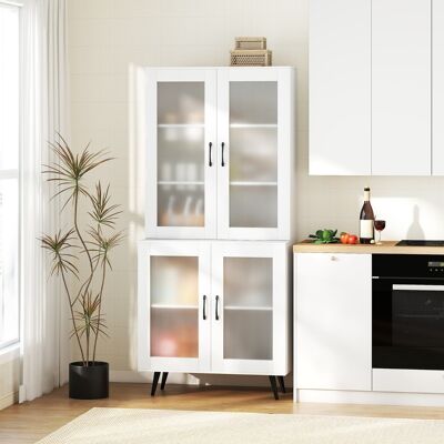 Costway Madia autonoma con gambe in metallo per sala da pranzo soggiorno, Armadio dispensa da cucina 178,5 cm con 4 ante trasparenti Bianco Costway Madia autonoma con gambe in metallo per sala da pranzo soggiorno, Armadio dispensa da cucina 178,5 cm con 4 ante trasparenti Bianco