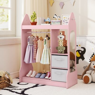 Costway Armadio gioco bambini centro travestimenti specchio acrilico, Armadio gioco appendiabiti mensola superiore Rosa Costway Armadio gioco bambini centro travestimenti specchio acrilico, Armadio gioco appendiabiti mensola superiore Rosa
