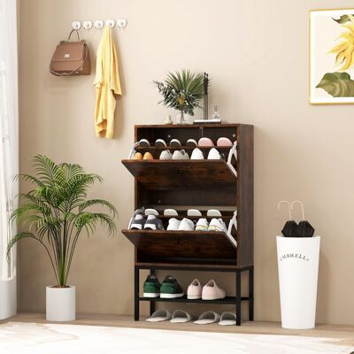 Costway Armadio per scarpe con 2 cassetti a ribalta, Organizzatore di scarpe nascosto con ripiani regolabili e rimovibili Marrone Costway Armadio per scarpe con 2 cassetti a ribalta, Organizzatore di scarpe nascosto con ripiani regolabili e rimovibili Marrone