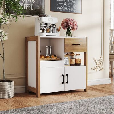 Costway Credenza moderna stile rustico con cassetto ripiano estraibile e 2 ante, Buffet per sala da pranzo e soggiorno da cucina Bianco Costway Credenza moderna stile rustico con cassetto ripiano estraibile e 2 ante, Buffet per sala da pranzo e soggiorno da cucina Bianco