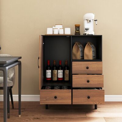 Costway Mobile contenitore moderno metà secolo con 4 cassetti e scomparto aperto, Buffet sideboard in metallo robuste per soggiorno Naturale Costway Mobile contenitore moderno metà secolo con 4 cassetti e scomparto aperto, Buffet sideboard in metallo robuste per soggiorno Naturale