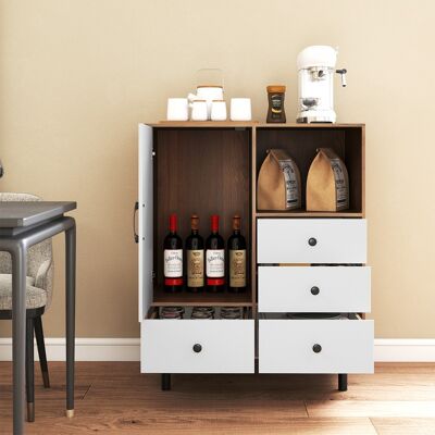 Costway Mobile contenitore moderno metà secolo con 4 cassetti e scomparto aperto, Buffet sideboard in metallo robuste per soggiorno Bianco Costway Mobile contenitore moderno metà secolo con 4 cassetti e scomparto aperto, Buffet sideboard in metallo robuste per soggiorno Bianco
