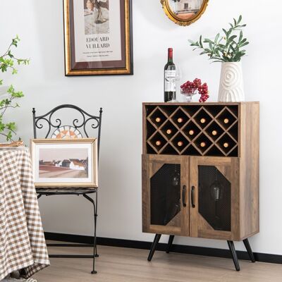 Costway Cantinetta vino industriale con portabottiglie rimovibile, Credenza da cucina con 2 ante in rete Marrone rustico Costway Cantinetta vino industriale con portabottiglie rimovibile, Credenza da cucina con 2 ante in rete Marrone rustico
