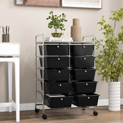 Costway Carrello a 10 cassetti multiuso con ruote, Organizzatore per carta da scrapbooking e utensili da ufficio Nero Costway Carrello a 10 cassetti multiuso con ruote, Organizzatore per carta da scrapbooking e utensili da ufficio Nero