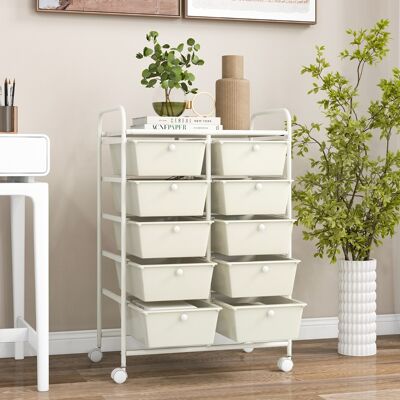 Costway Carrello a 10 cassetti multiuso con ruote, Organizzatore per carta da scrapbooking e utensili da ufficio Beige Costway Carrello a 10 cassetti multiuso con ruote, Organizzatore per carta da scrapbooking e utensili da ufficio Beige