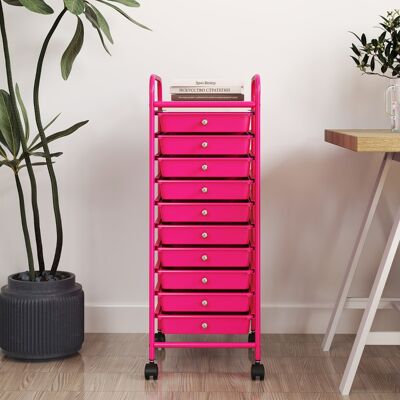 Costway Carrello cassettiera multiuso da cucina, Carrello laterale con 10 cassetti 33 x 37 x 86 cm Rosa Costway Carrello cassettiera multiuso da cucina, Carrello laterale con 10 cassetti 33 x 37 x 86 cm Rosa