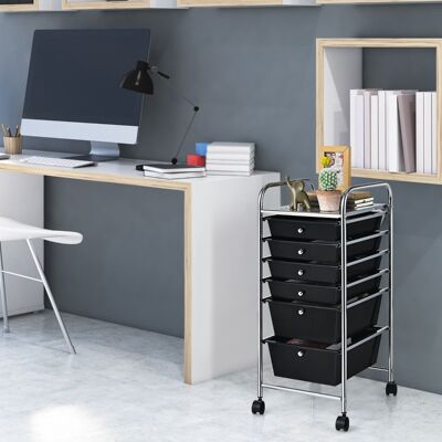 Costway Carrello cassettiera multiuso con 6 cassettiera in plastica con ruote, Carrello per cucina 43,5x34x76cm Nero Costway Carrello cassettiera multiuso con 6 cassettiera in plastica con ruote, Carrello per cucina 43,5x34x76cm Nero