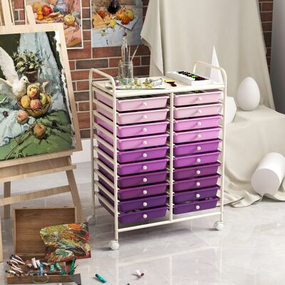 Costway Carrello cassettiera multiuso e leggero con 20 cassetti, Contenitore con ruote per ufficio e casa Viola Costway Carrello cassettiera multiuso e leggero con 20 cassetti, Contenitore con ruote per ufficio e casa Viola