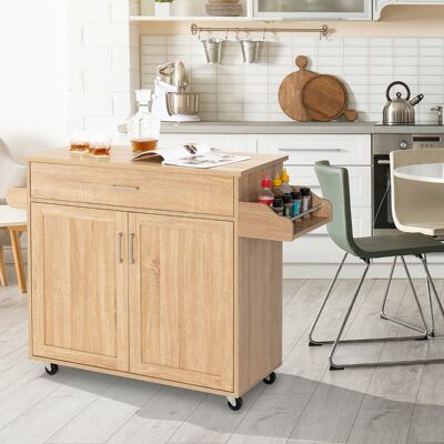 Costway Carrello da cucina rotante con rotelle in gomma bloccabili ampio armadio cassetto, Carrello portaoggetti Naturale Costway Carrello da cucina rotante con rotelle in gomma bloccabili ampio armadio cassetto, Carrello portaoggetti Naturale