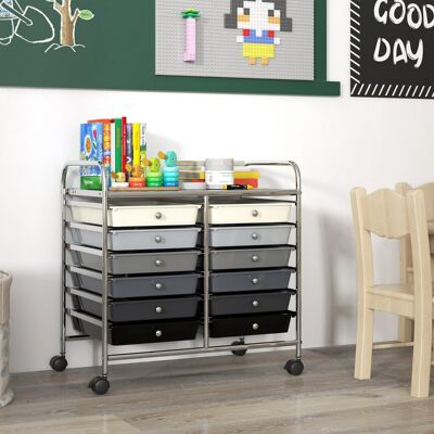 Costway Carrello portaoggetti con 12 cassetti e ampio piano di lavoro, Cassettiera con 4 ruote per soggiorno e cucina Grigio Sfumato Costway Carrello portaoggetti con 12 cassetti e ampio piano di lavoro, Cassettiera con 4 ruote per soggiorno e cucina Grigio Sfumato