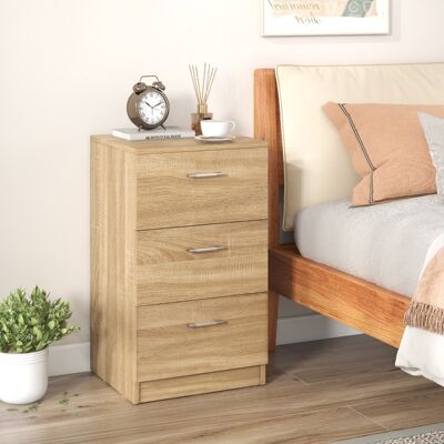 Costway Cassettiera a tre cassetti moderna in legno truciolato, Mobiletto per camera da letto 38x35x66cm Naturale Costway Cassettiera a tre cassetti moderna in legno truciolato, Mobiletto per camera da letto 38x35x66cm Naturale