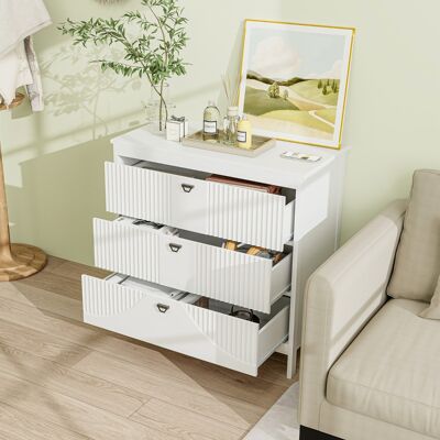 Costway Cassettiera in stile moderno con spazio di stoccaggio, Comodino a 3 cassetti in legno per camera da letto Bianco Costway Cassettiera in stile moderno con spazio di stoccaggio, Comodino a 3 cassetti in legno per camera da letto Bianco