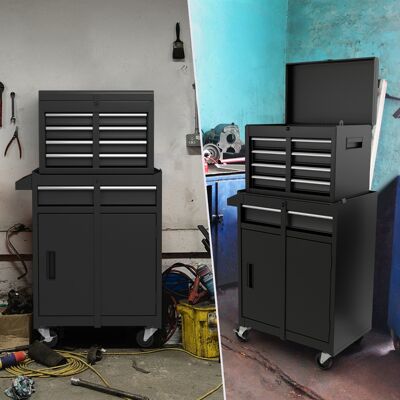 Costway Cassettiera portautensili a 5 cassetti, Armadio portautensili con ruote bloccabili ripiano regolabile Nero Costway Cassettiera portautensili a 5 cassetti, Armadio portautensili con ruote bloccabili ripiano regolabile Nero