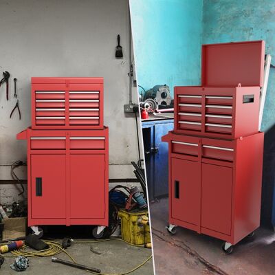 Costway Cassettiera portautensili a 5 cassetti, Armadio portautensili con ruote bloccabili ripiano regolabile Rosso Costway Cassettiera portautensili a 5 cassetti, Armadio portautensili con ruote bloccabili ripiano regolabile Rosso