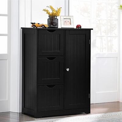 Costway Armadietto di stoccaggio per ufficio con 3 cassetti, Mobile laterale in legno 60x30x81cm Nero Costway Armadietto di stoccaggio per ufficio con 3 cassetti, Mobile laterale in legno 60x30x81cm Nero