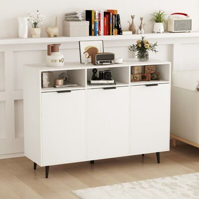 Costway Credenza buffet laterale con 3 scomparti aperti e 3 ante, Mobile da cucina con 5 ripiani regolabili a 5 posizioni Bianco Costway Credenza buffet laterale con 3 scomparti aperti e 3 ante, Mobile da cucina con 5 ripiani regolabili a 5 posizioni Bianco