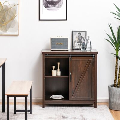 Costway Credenza a buffet con porta a serranda scorrevole soggiorno, Mobiletto portaoggetti rustica per cucina Marrone Costway Credenza a buffet con porta a serranda scorrevole soggiorno, Mobiletto portaoggetti rustica per cucina Marrone
