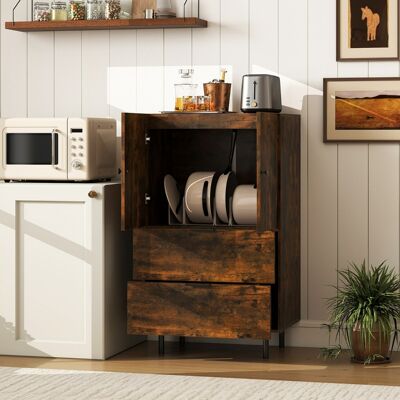 Costway Credenza buffet con cassetti e mobile contenitore, Stazione bar da pavimento con gambe in metallo Marrone Costway Credenza buffet con cassetti e mobile contenitore, Stazione bar da pavimento con gambe in metallo Marrone
